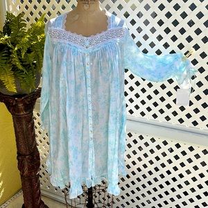 New! EILEEN WEST NIGHTGOWN Soft Shades of Blue NWT sz M